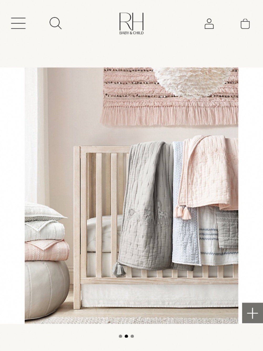 Restoration Hardware Organic Cotton Crib Skirt with Embroidered Detail